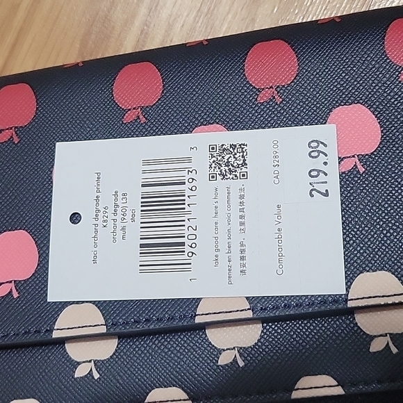 Kate Spade Perfect Orchard Apple Degrade Printed Large Zip Continental Wallet - Picture 7 of 11